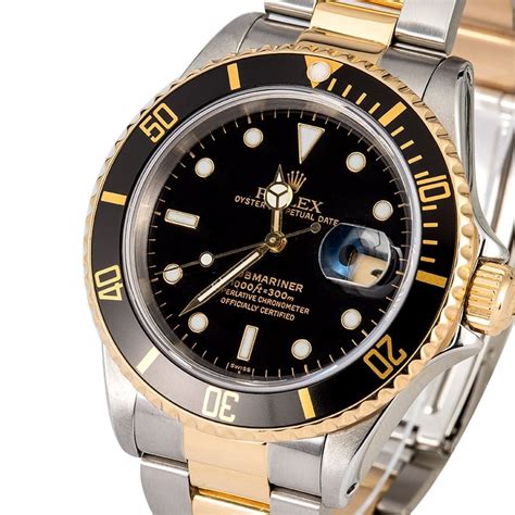 rolex submariner two tone black replica|rolex 16803 vs 16613.